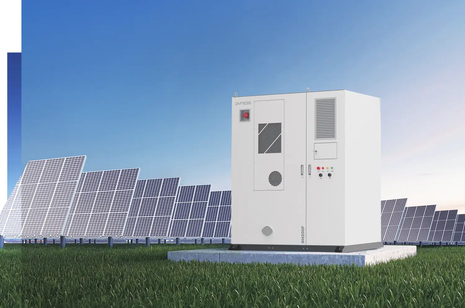 Batterijopslagsysteem opgesteld naast een zonneveld